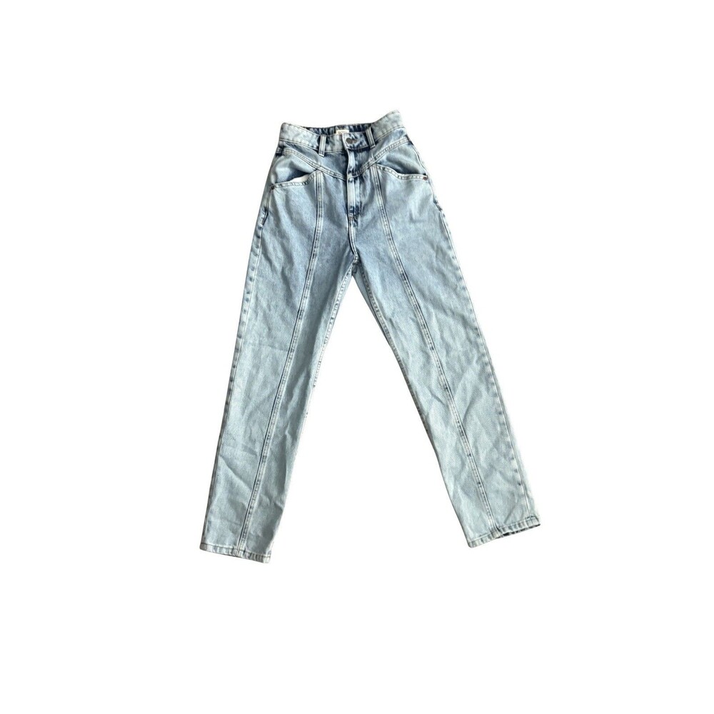 Roxy Mum High Rise High Waisted Jeans Light Wash Size 24 Seam Detail